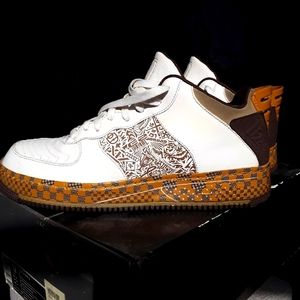 Jordan×Air force 1 size 12  white/golden straw